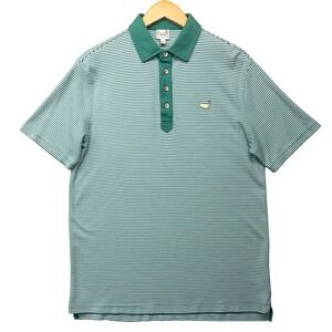 Masters Tournament Mens Green White Striped Golf Polo Shirt Luxury Cotton Small